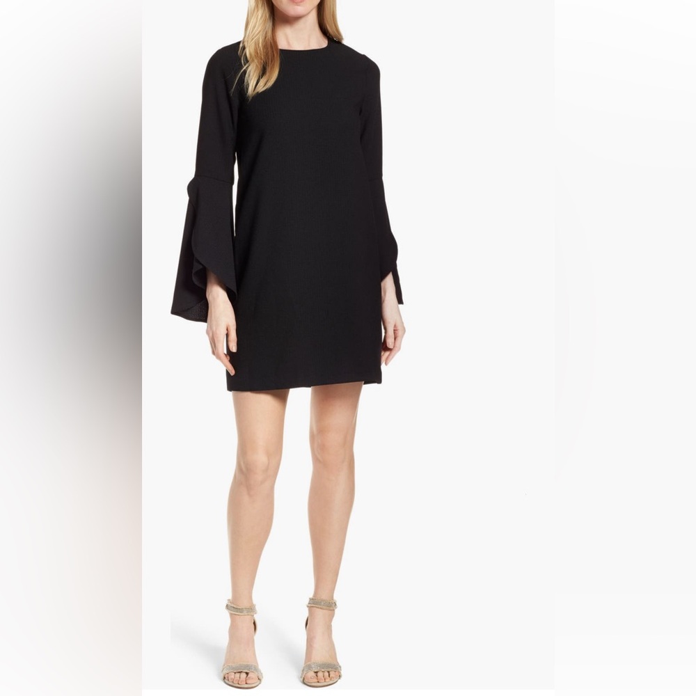 Navy Tulip Sleeve Shift Dress